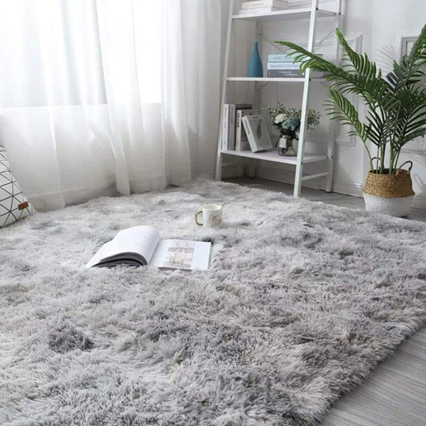 Soft Velvet Texture Non-Slip Fluffy Bedroom Carpet for Comfort and Relaxation