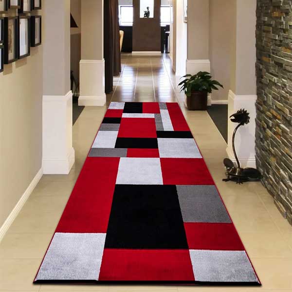 Extra Long Kilas Hallway Runner Rug Red Black