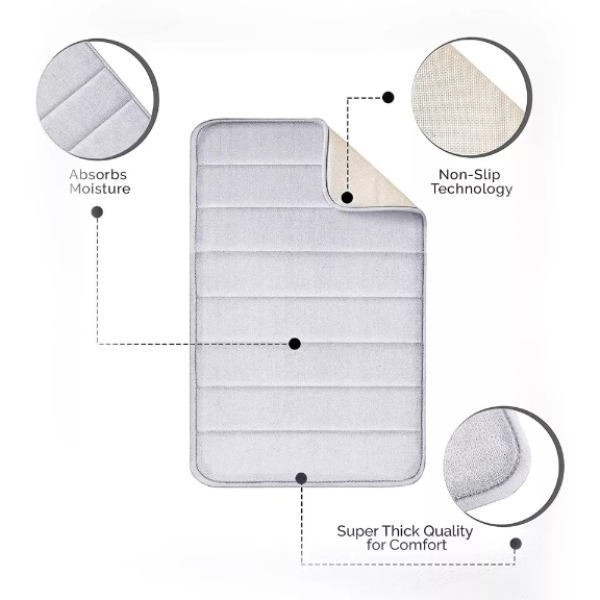 Non-Slip Extra Absorbent Bath Mat Ultra Soft Memory Foam Bathroom Rug