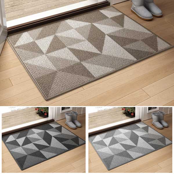 Non-Slip Machine Washable Plaid Entrance Rug Absorbent Indoor Mat for Muddy Shoes & Paws